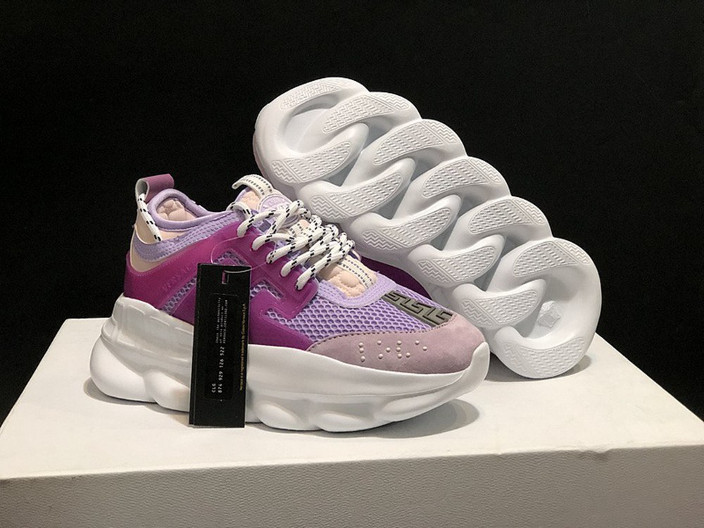 V*ERSACE CHAIN REACTION SNEAKERS PURPLE&PINK&WHITE