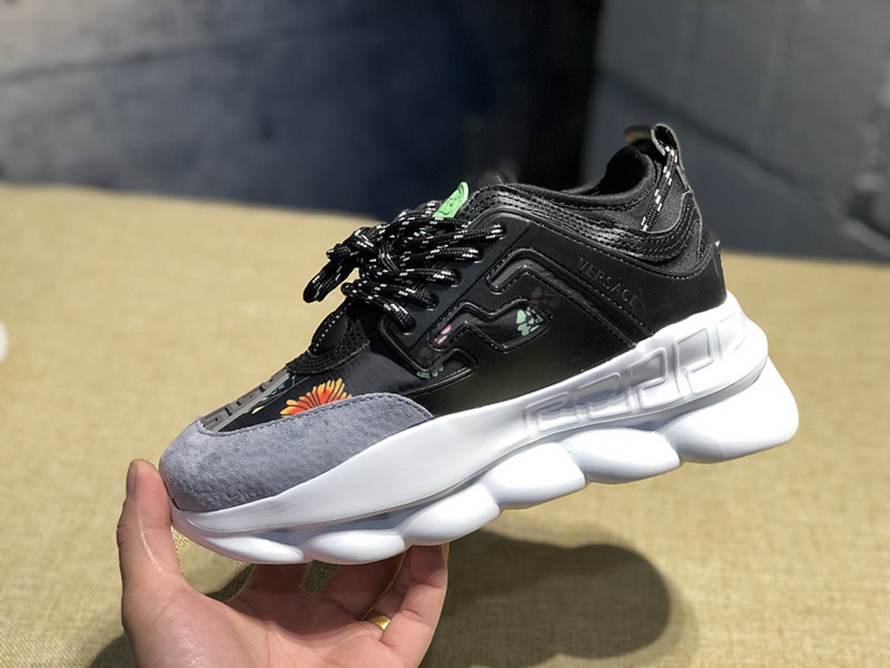 V*ERSACE CHAIN REACTION SNEAKERS BLACK&WHITE&GREEN