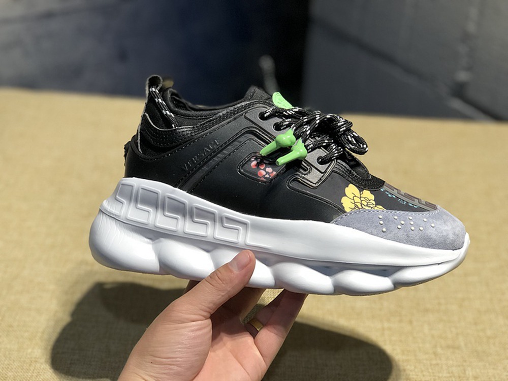 V*ERSACE CHAIN REACTION SNEAKERS BLACK&WHITE&GREEN