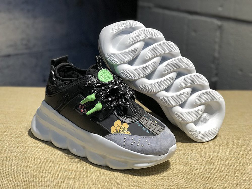 V*ERSACE CHAIN REACTION SNEAKERS BLACK&WHITE&GREEN