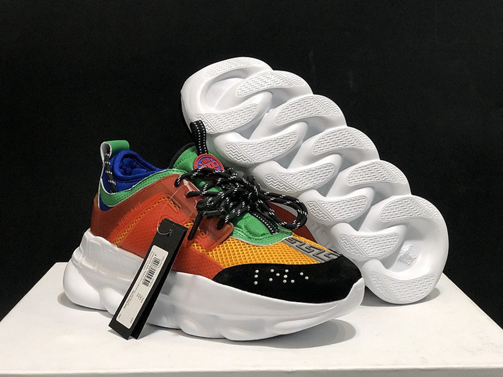 V*ERSACE CHAIN REACTION SNEAKERS BLACK&WHITE&RED&GREEN&BLUE