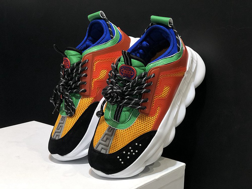 V*ERSACE CHAIN REACTION SNEAKERS BLACK&WHITE&RED&GREEN&BLUE