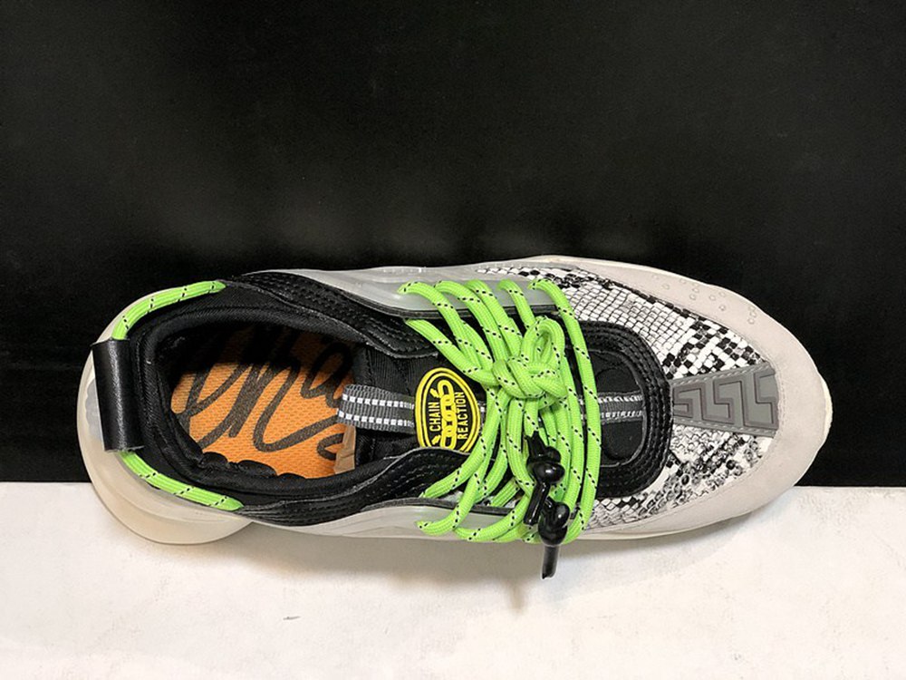 V*ERSACE CHAIN REACTION TRAINERS BLACK&WHITE&GREY