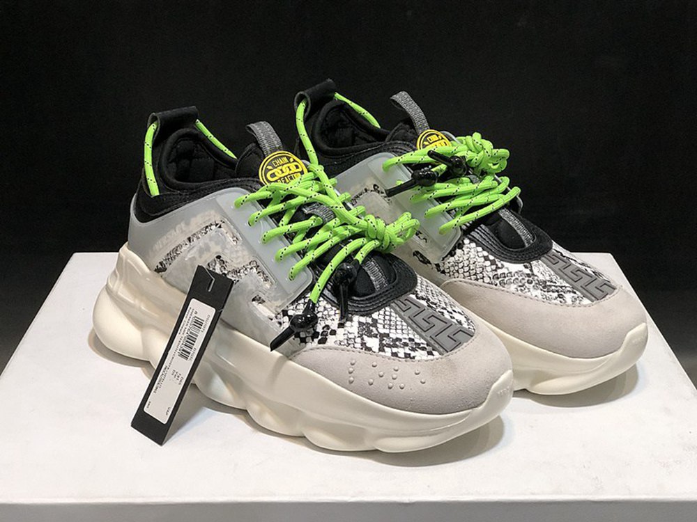 V*ERSACE CHAIN REACTION TRAINERS BLACK&WHITE&GREY
