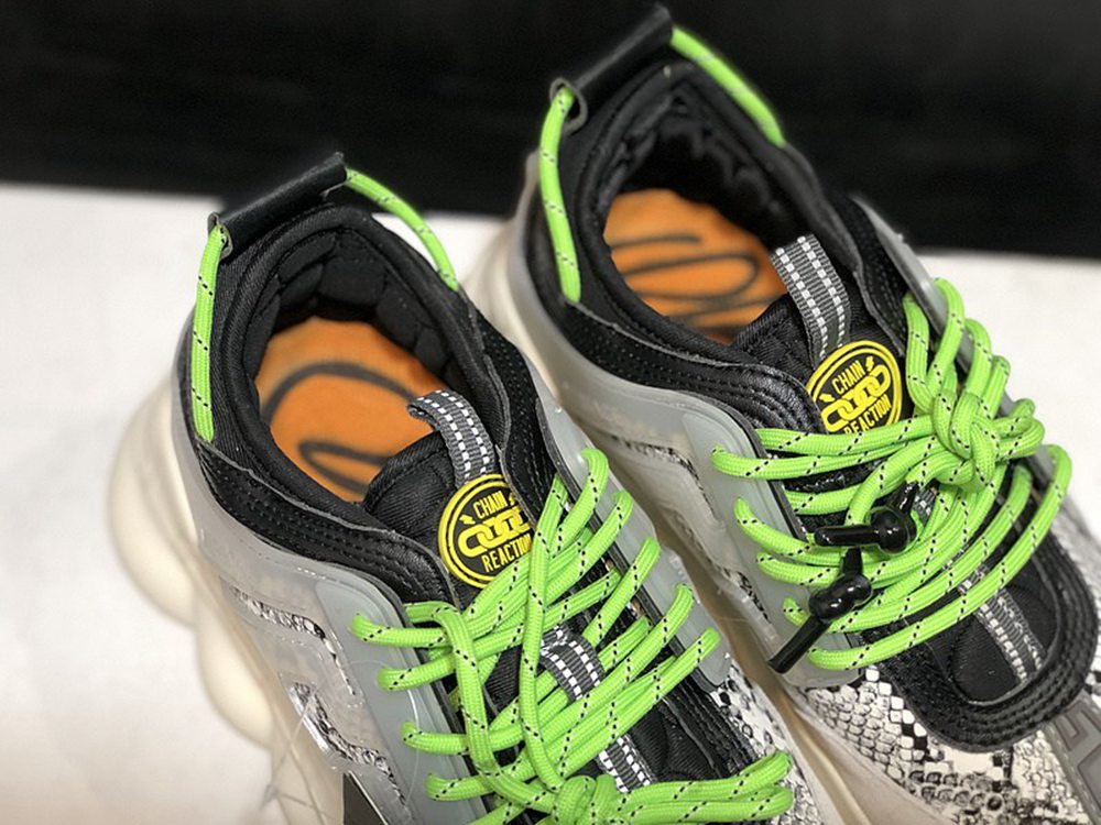 V*ERSACE CHAIN REACTION TRAINERS BLACK&WHITE&GREY