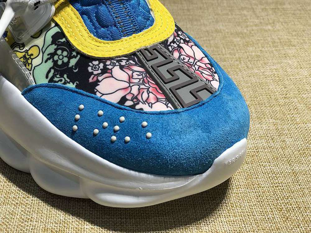 V*ERSACE CHAIN REACTION SNEAKERS BLUE&WHITE&YELLOW
