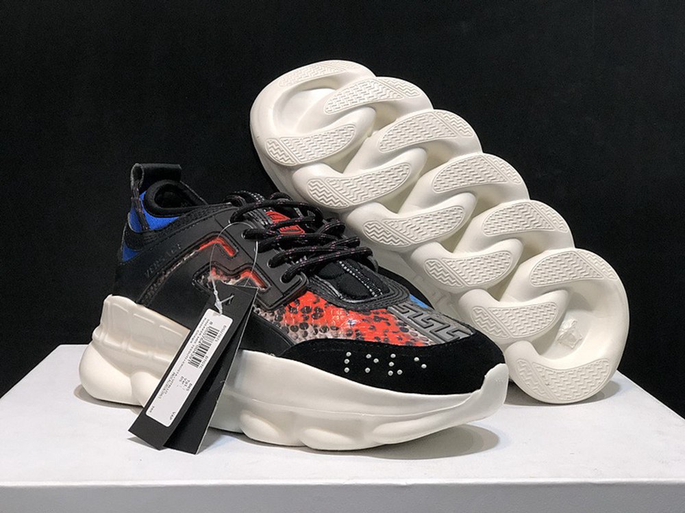 V*ERSACE CHAIN REACTION SNEAKERS BLACK&WHITE&RED