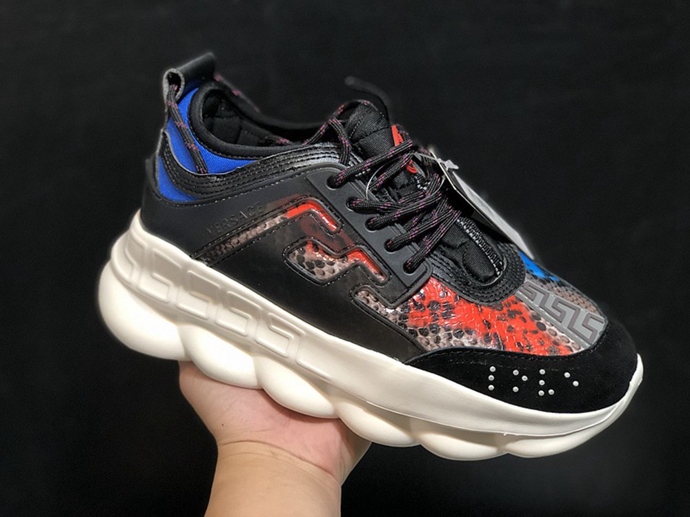 V*ERSACE CHAIN REACTION SNEAKERS BLACK&WHITE&RED