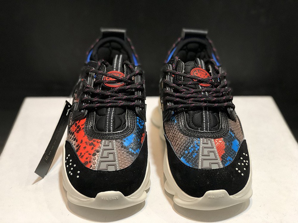 V*ERSACE CHAIN REACTION SNEAKERS BLACK&WHITE&RED