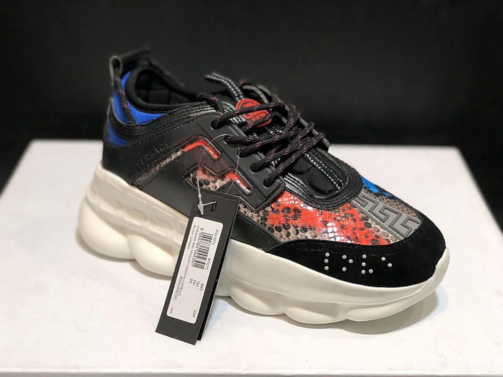 V*ERSACE CHAIN REACTION SNEAKERS BLACK&WHITE&RED