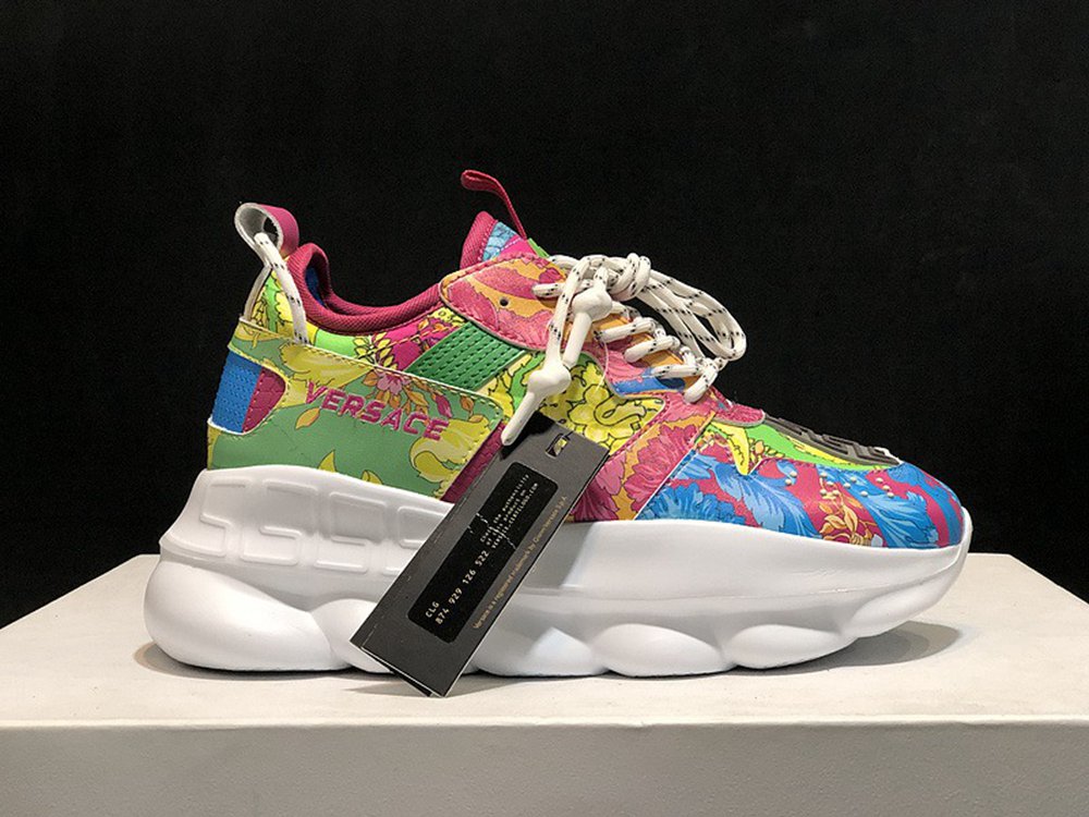 V*ERSACE CHAIN REACTION SNEAKERS GREEN&WHITE&RED&BLUE