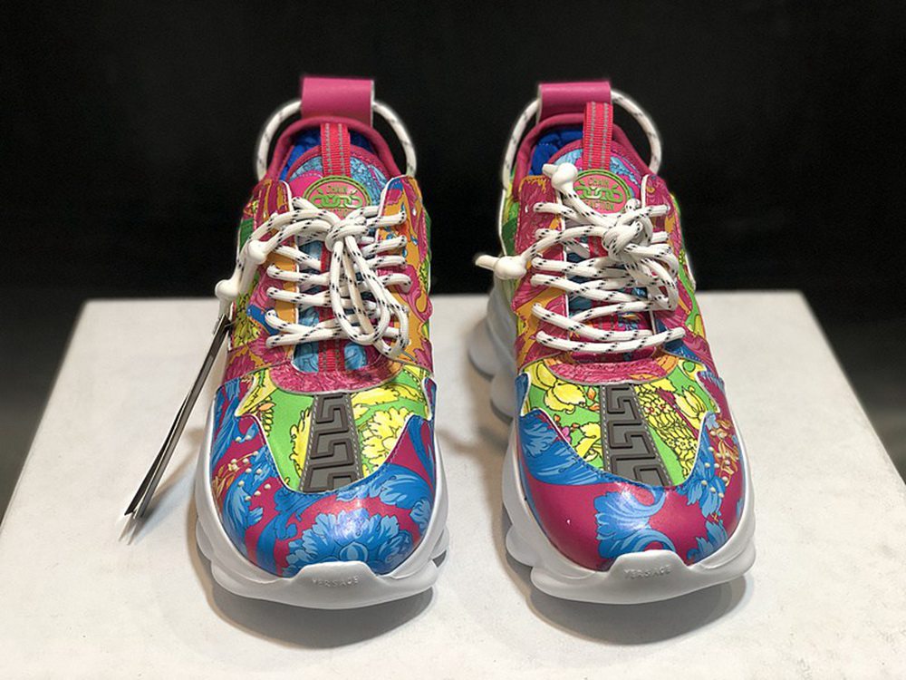 V*ERSACE CHAIN REACTION SNEAKERS GREEN&WHITE&RED&BLUE