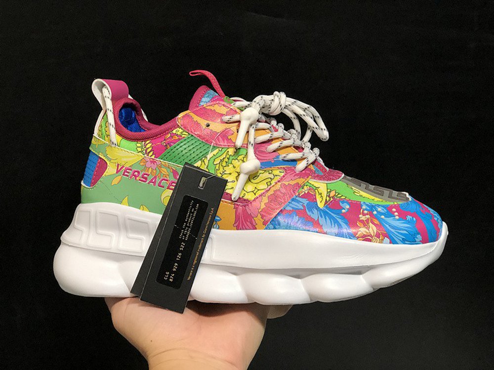 V*ERSACE CHAIN REACTION SNEAKERS GREEN&WHITE&RED&BLUE