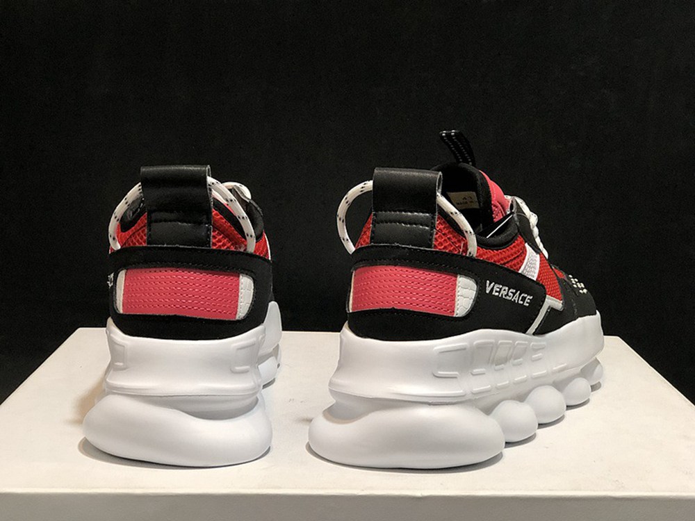 V*ERSACE CHAIN REACTION SNEAKERS BLACK&WHITE&RED