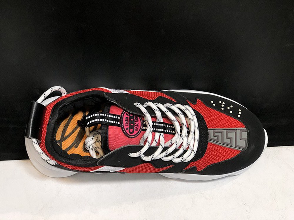 V*ERSACE CHAIN REACTION SNEAKERS BLACK&WHITE&RED