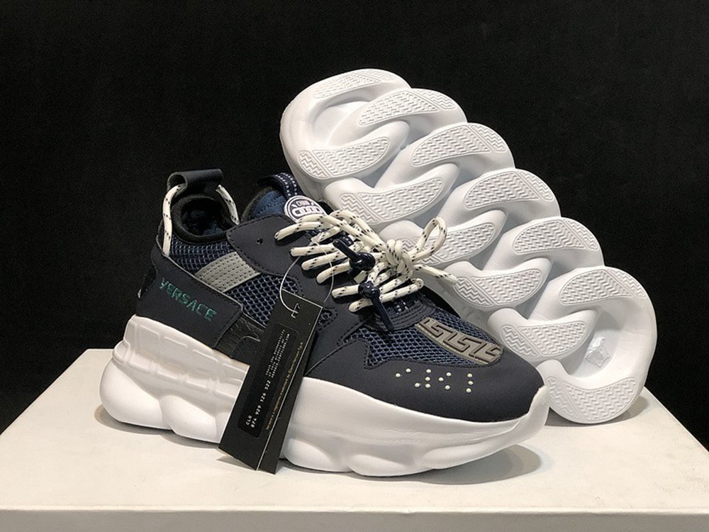 V*ERSACE CHAIN REACTION SNEAKERS BLACK&WHITE&BLUE&RED