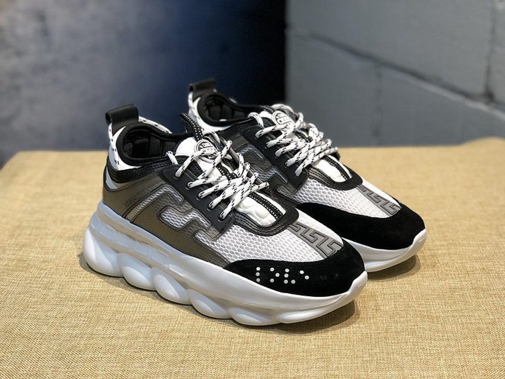 V*ERSACE CHAIN REACTION SNEAKERS BLACK&WHITE&GREY