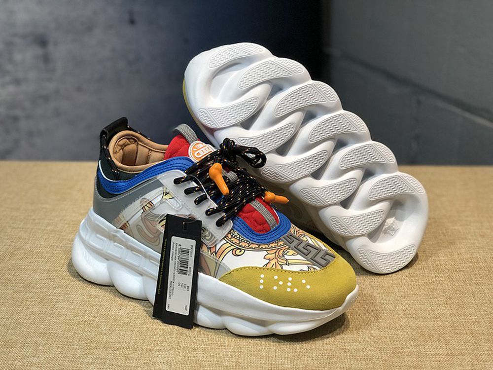 V*ERSACE CHAIN REACTION SNEAKERS RED&WHITE&YELLOW&GREY&BLUE