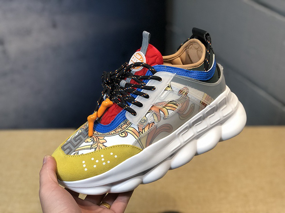 V*ERSACE CHAIN REACTION SNEAKERS RED&WHITE&YELLOW&GREY&BLUE