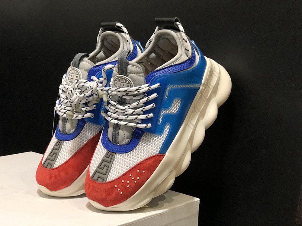 V*ERSACE CHAIN REACTION SNEAKERS BLACK&WHITE&BLUE&RED