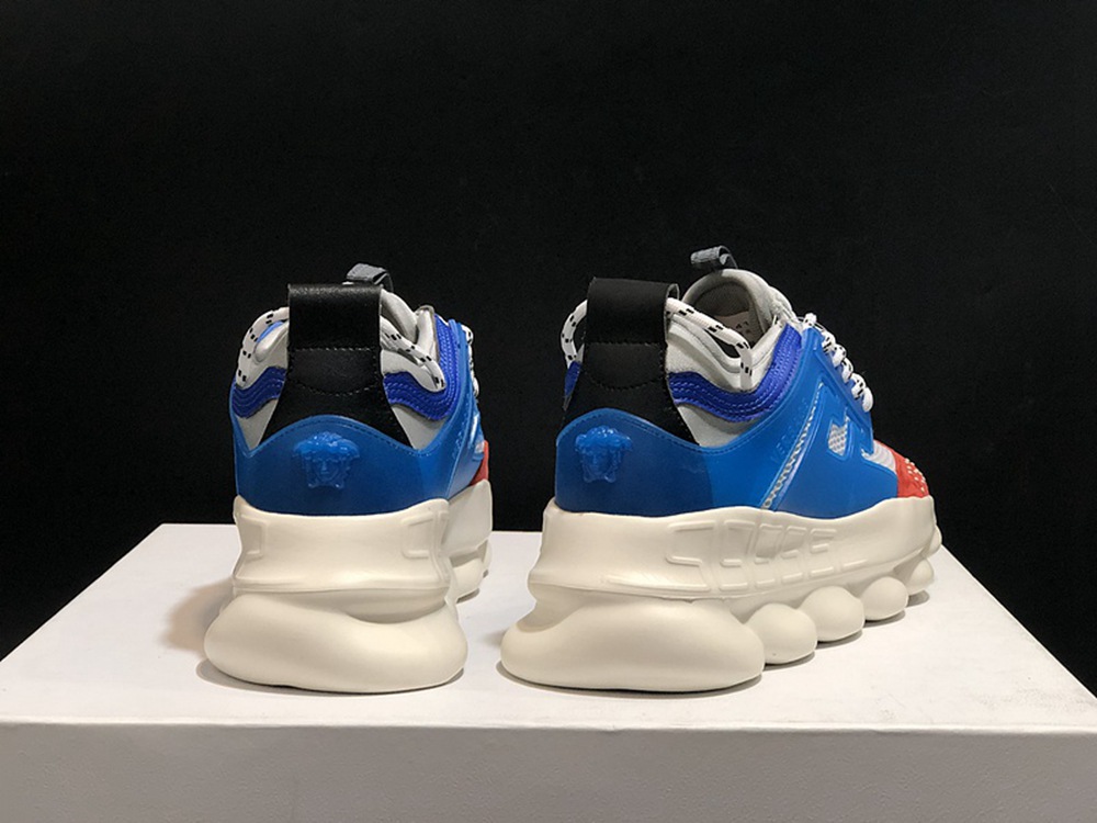 V*ERSACE CHAIN REACTION SNEAKERS BLACK&WHITE&BLUE&RED