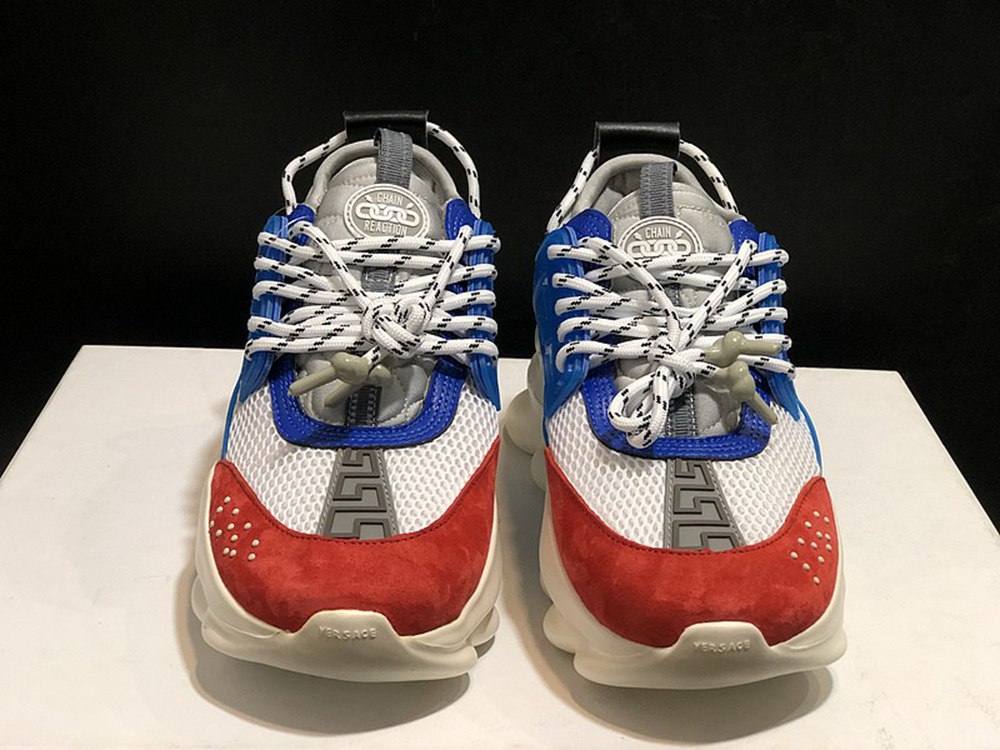 V*ERSACE CHAIN REACTION SNEAKERS BLACK&WHITE&BLUE&RED