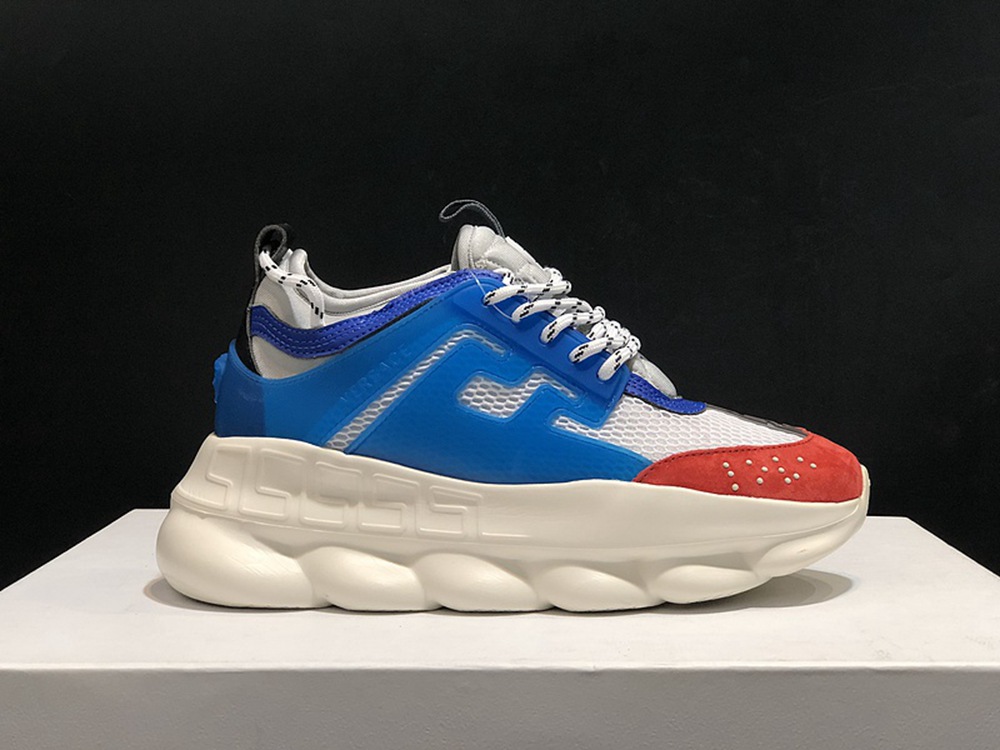 V*ERSACE CHAIN REACTION SNEAKERS BLACK&WHITE&BLUE&RED