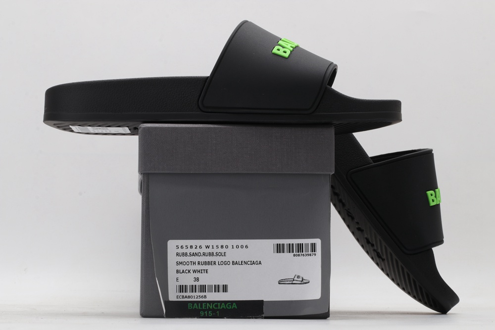 BLG Rubber Slides Black Fluo Green