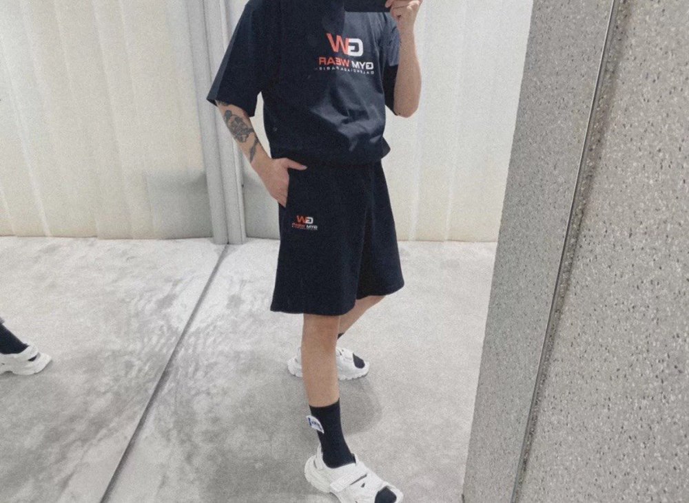 Ba1en*iaga BLCG 21ss GW GYM WEAR letter print short sleeve