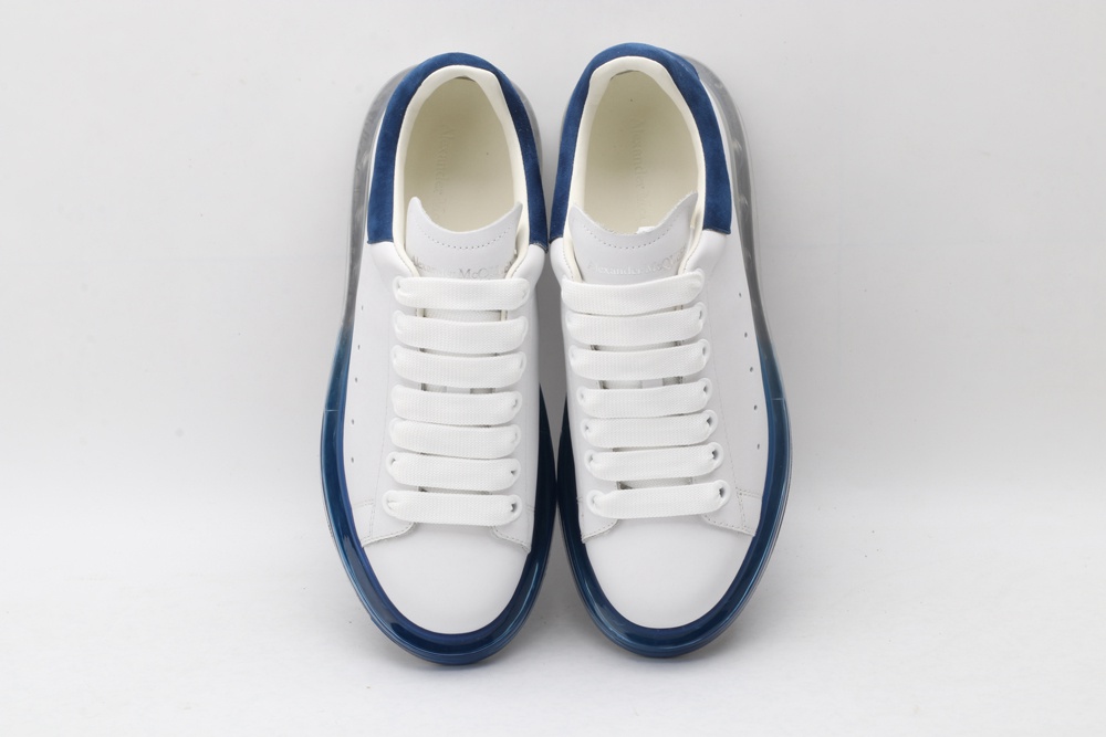 AMQ white oversized sneakers with blue heels
