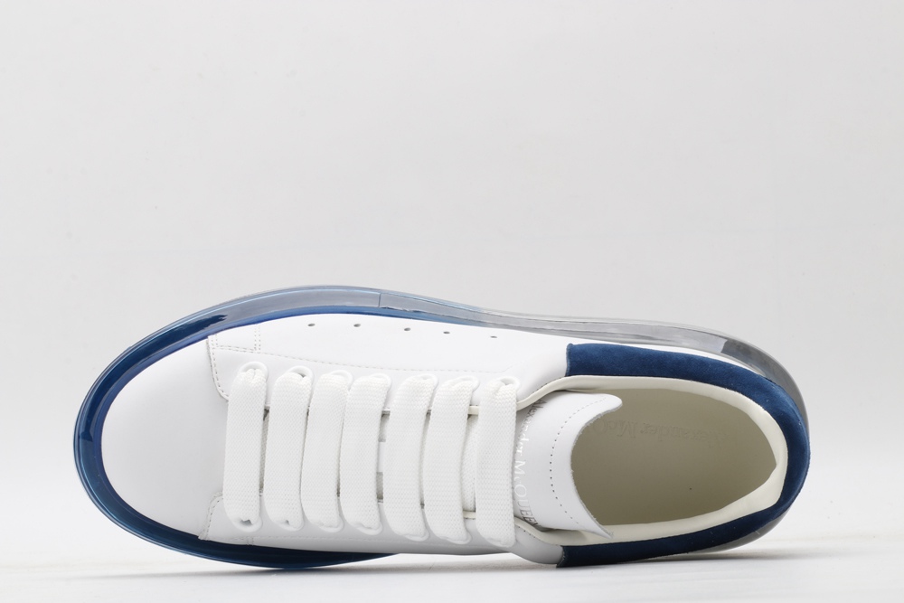 AMQ white oversized sneakers with blue heels