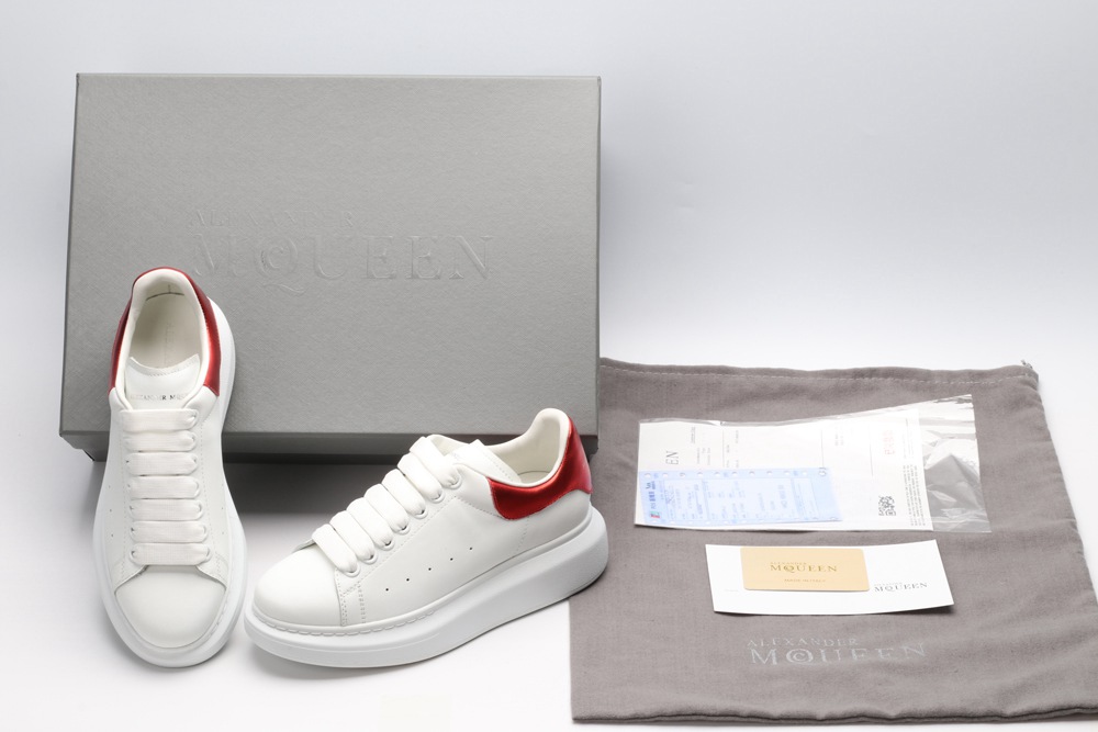 AMQ red foil embellished chunky leather sneakers