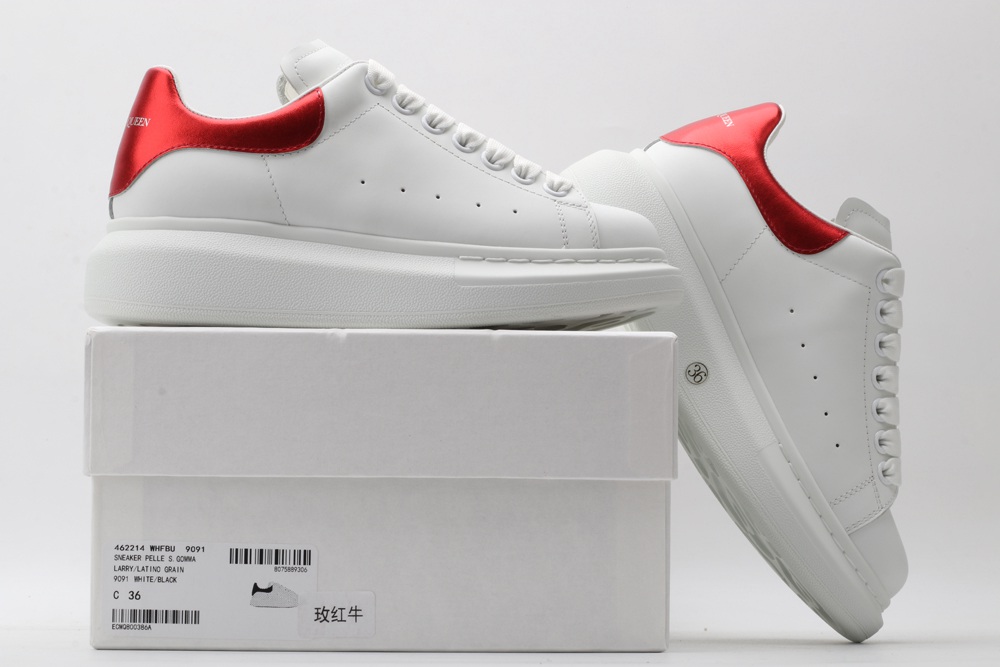 AMQ red foil embellished chunky leather sneakers