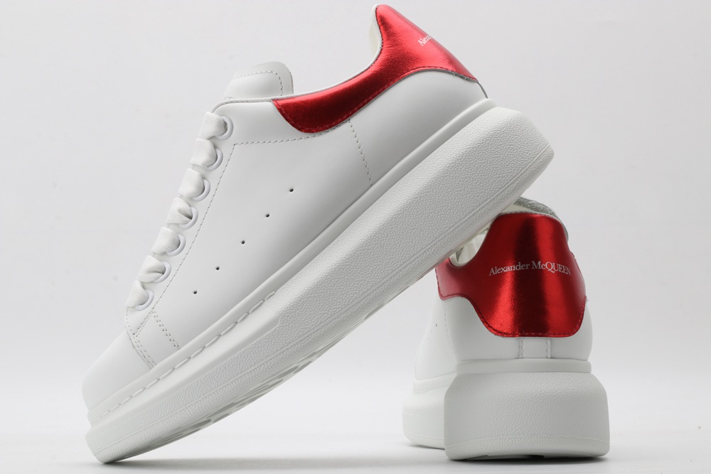 AMQ red foil embellished chunky leather sneakers