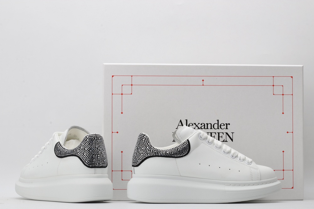 AMQ White & Black Studded Oversized Sneakers