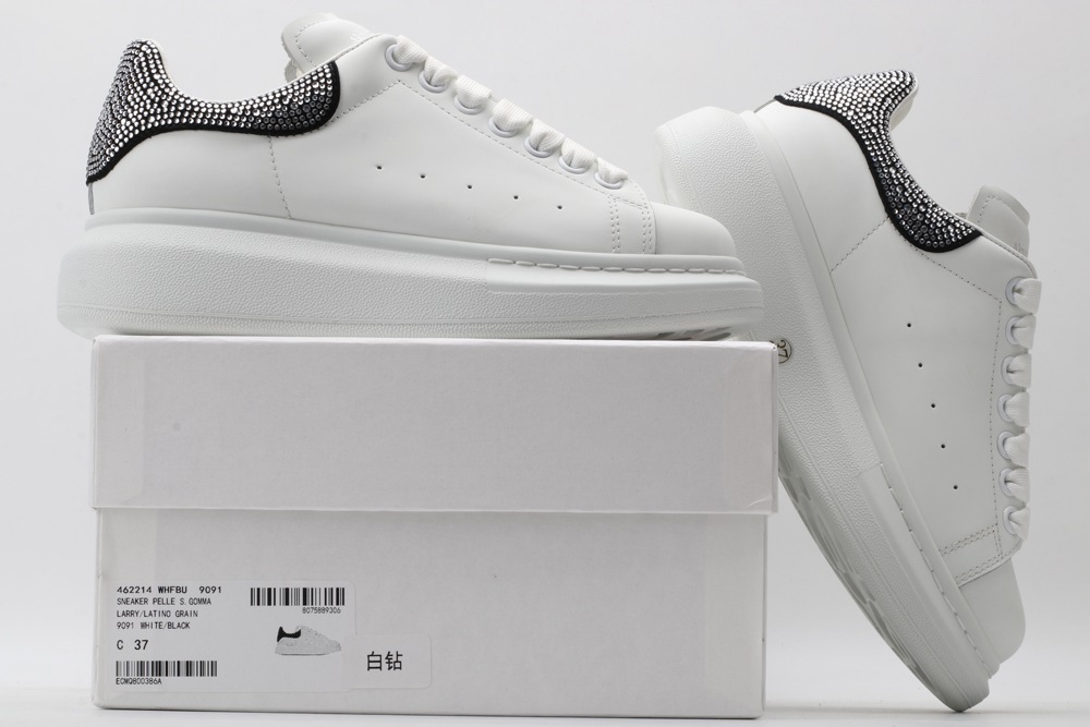 AMQ White & Black Studded Oversized Sneakers