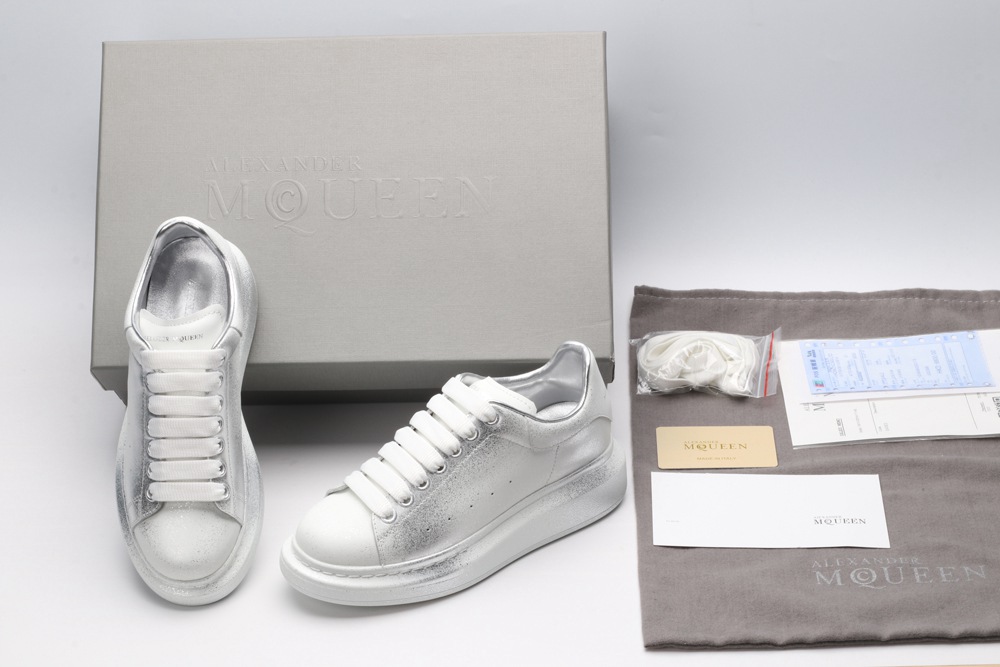 AMQ siL*Ver chunky low-top leather sneakers