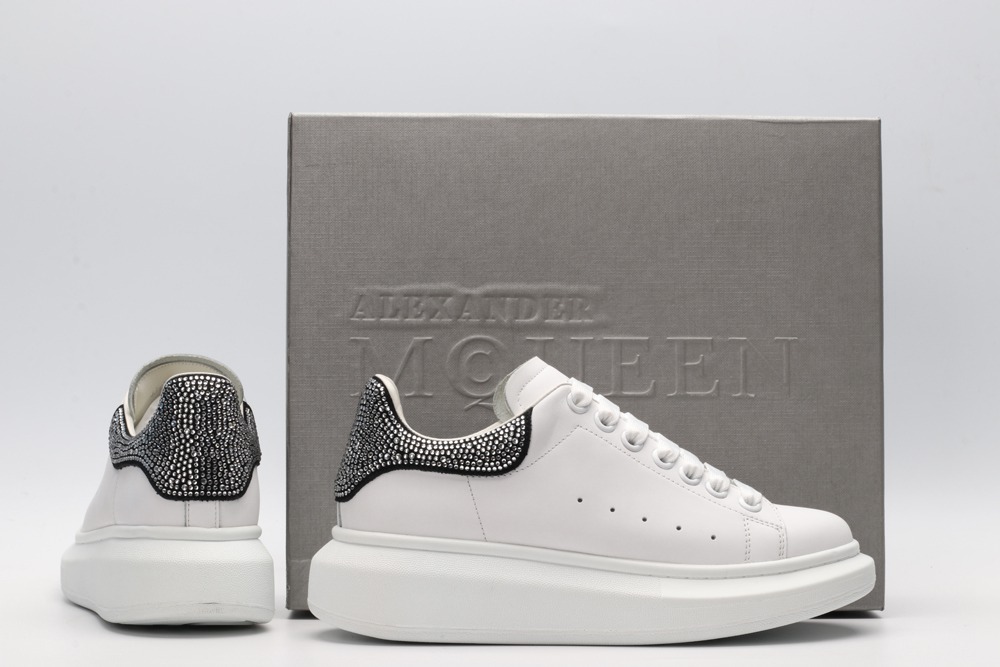 AMQ White & Black Studded Oversized Sneakers