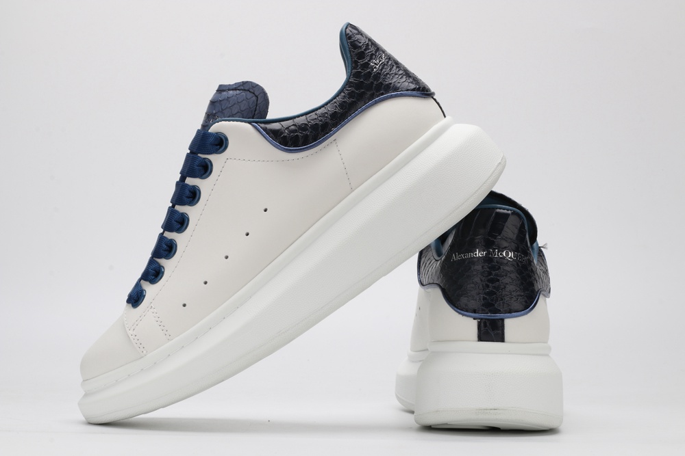 AMQ White & Black Croc Oversized Sneakers