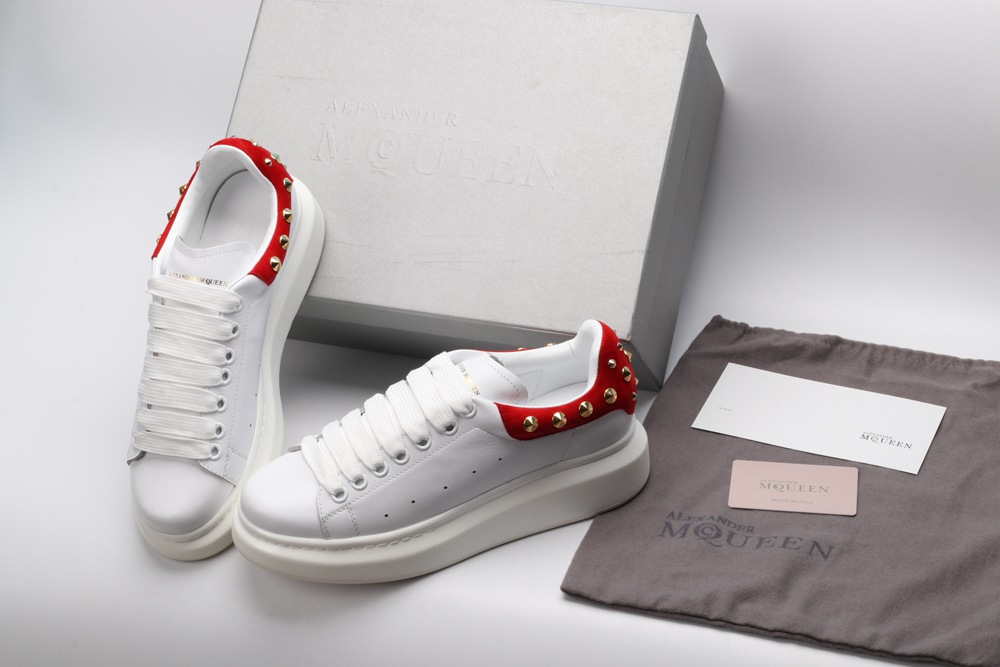 AMQ White Studded Logo Oversized Sneakers