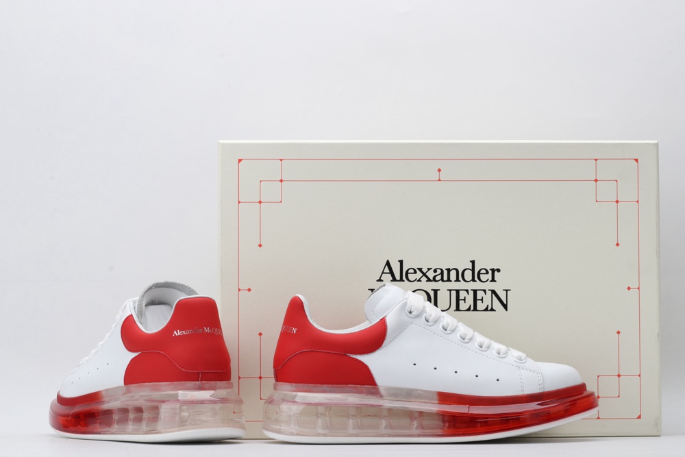 AMQ white oversized sneakers with red heel