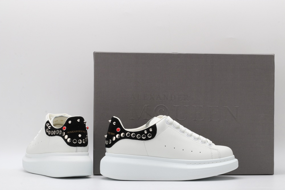 AMQ White Studded Logo Oversized Sneakers