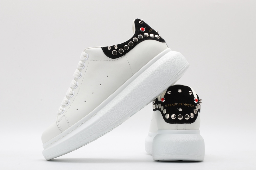 AMQ White Studded Logo Oversized Sneakers
