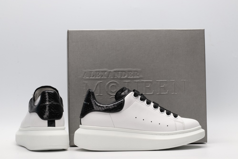 AMQ White & Black Python Oversized Sneakers