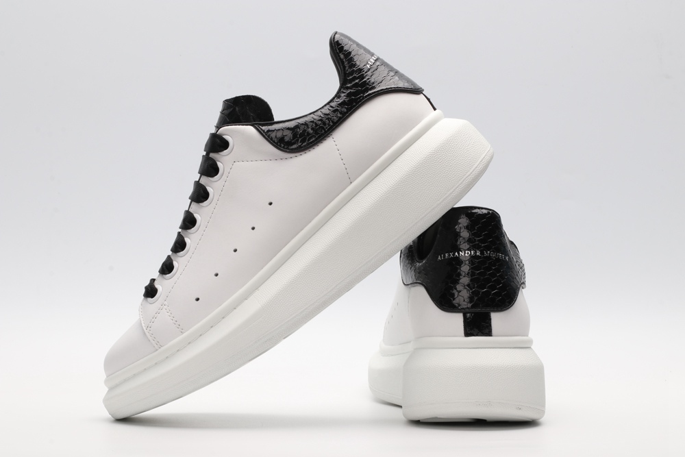 AMQ White & Black Python Oversized Sneakers