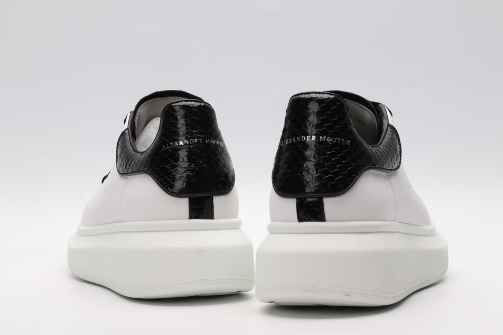 AMQ White & Black Python Oversized Sneakers