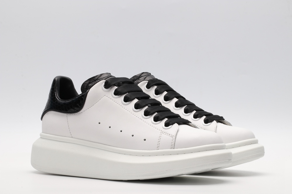AMQ White & Black Python Oversized Sneakers