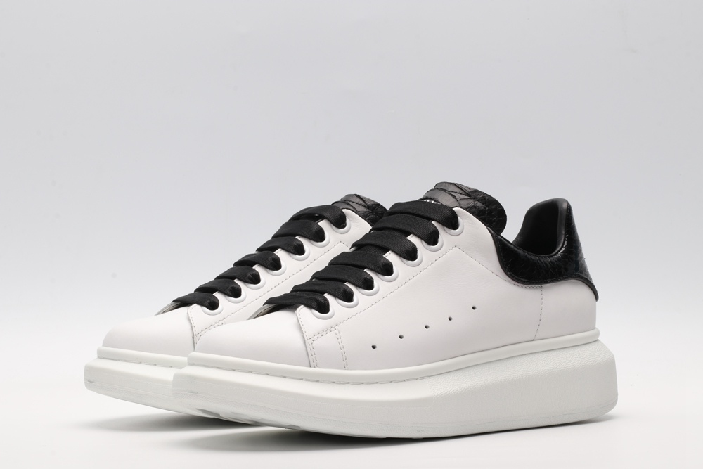 AMQ White & Black Python Oversized Sneakers