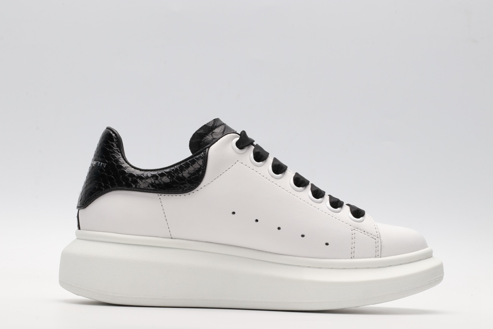 AMQ White & Black Python Oversized Sneakers