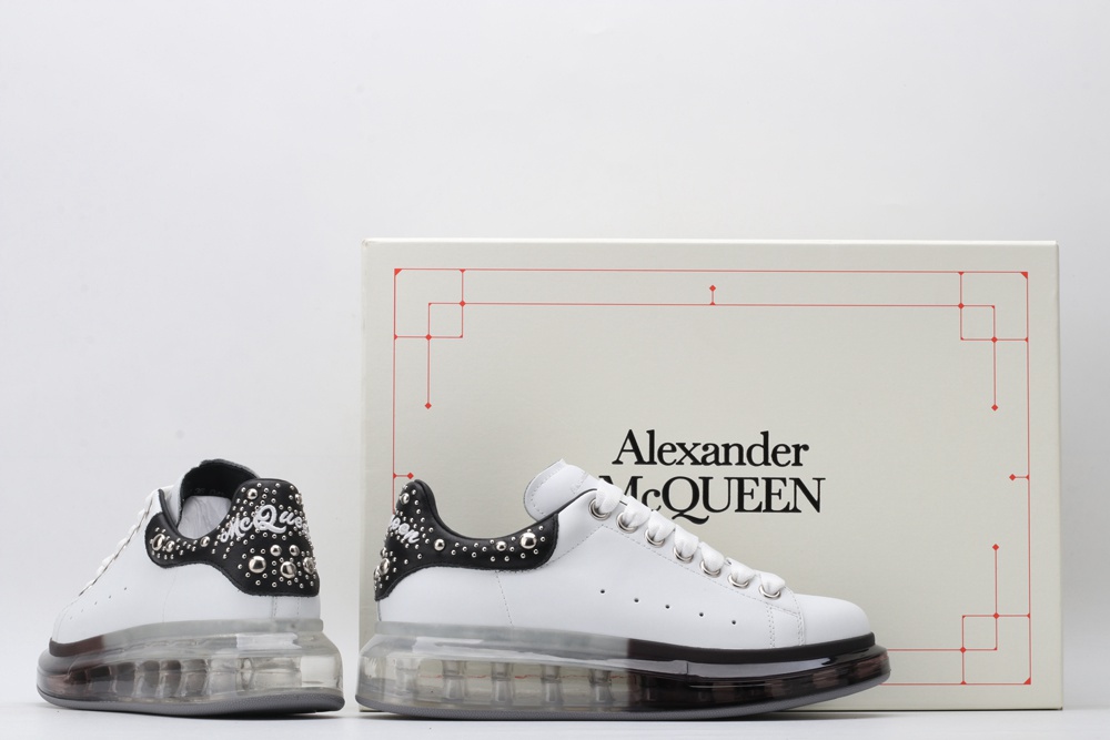 AMQ White Studded Logo Oversized Sneakers